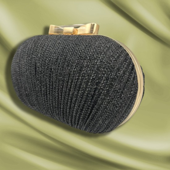 Black Pleated Butterfly Goose Egg Dinner Bag